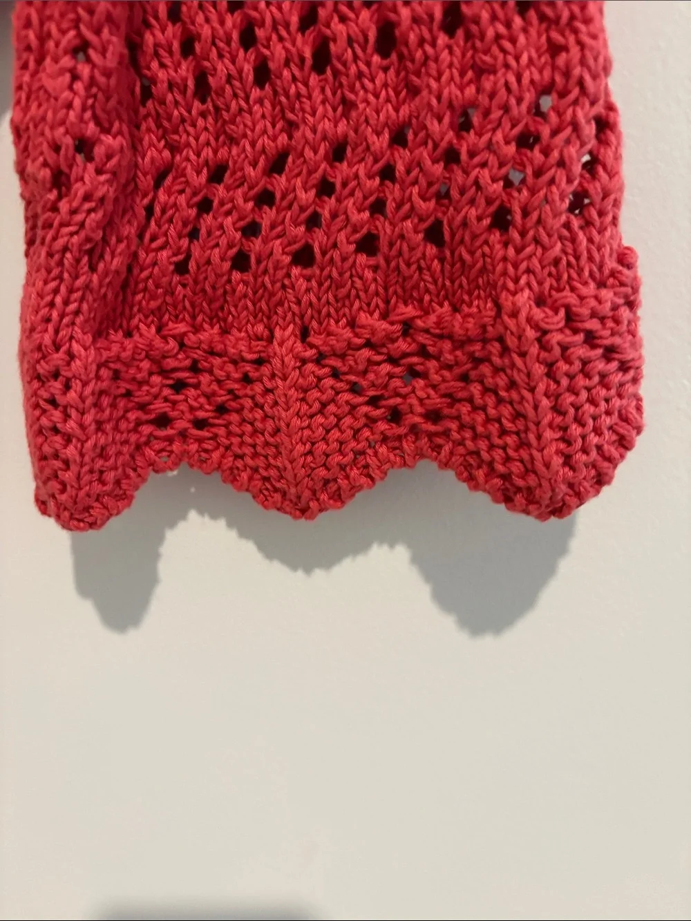 American Eagle Outfitters Cropped Open-Knit V-Neck Sweater - Crimson Red